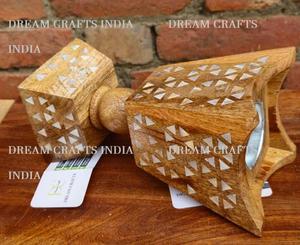 Brûle-encens en bois de manguier naturel durable avec incrustation de nacre, motif religieux arabe, ensemble cadeau de luxe, artisanat de rêve, Inde - Product Image 3