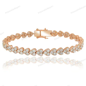 Pulsera de tenis con forma de corazón VVS D Mossanite Iced Out, pulsera hecha a medida, regalo para mujeres y hombres, joyería brillante con diseños personalizados - Product Image 5