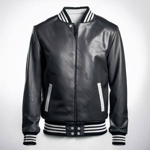Veste universitaire en toile noire de luxe personnalisée hommes logo avant respirant hiver Letterman Chicago Style - Product Image 6