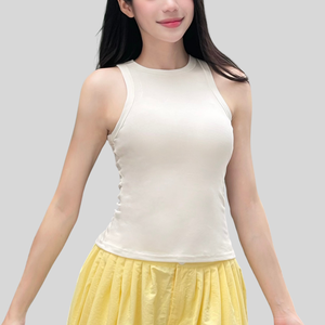 Camiseta sin mangas de yoga con espalda cruzada ajustada para mujer, camiseta de entrenamiento de algodón elástico con logotipo personalizado, ropa de gimnasio lavada y respetuosa con la piel, OEM - Product Image 2