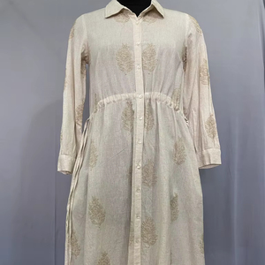 Floral Pavo Real Impreso Patrón Pecho Pad Delgado MIDI Lino Impreso Vestido con cuello en V Maxi Vestidos coreanos Verano Vestidos Coreanos - Product Image 1