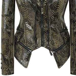 Chaqueta/abrigo de invierno de cuero vintage para mujer, moderno, de alta calidad, ecológico, transpirable, con cierre de cremallera y manga completa - Product Image 6