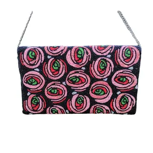2023 Best Quality <b>Ladies</b> Beaded Clutch Bag Handbag Open Closure Sequined Decoration Wholesale Price India Sequissential <b>Nylon</b> - Product Image 1