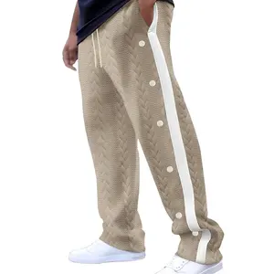 Nuevos pantalones largos texturizados para hombre, pantalones informales holgados de talla grande con un solo botón, pantalones de chándal versátiles, ajuste cómodo - Product Image 5