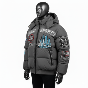 Veste doudoune d'hiver pour hommes Tissu polyester résistant Logo brodé personnalisé Style Streetwear Manteau chaud Veste doudoune pour homme - Product Image 3