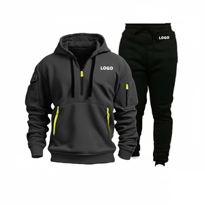 Ensemble de survêtement à capuche pour homme en nylon et coton, vêtements de sport élégants, ensemble de survêtement personnalisé pour la salle de sport, vêtements de rue, vente en gros - Product Image 1