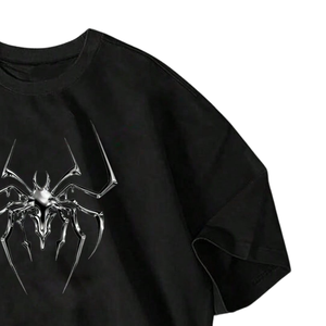 T-shirt graphique noir surdimensionné en maille pour homme, décontracté, à manches courtes, col rond, streetwear, coupe ample, imprimé, mode estivale, 4XL - Product Image 3