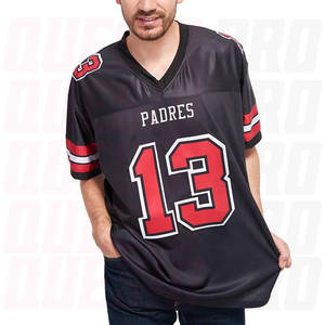 Camiseta de Fútbol Americano de Alta Calidad, Personalizada, Negra, Roja y Blanca, de Malla, Auténtica, Transpirable, para Hombre y Mujer - Product Image 2