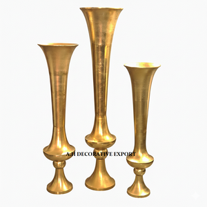 Vase à fleurs élégant en aluminium chromé fait à la main, motif carré, design trompette, grands centres de table de mariage, décoration d'intérieur - Product Image 5