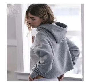 High Quality Cropped Hoodie Men's Women's 100% Round <b>Neck</b> Cropped Knitted Hoodies for Autumn Winter Wholesale - Product Image 2