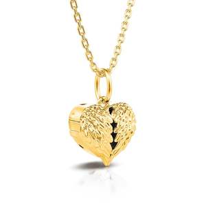 Collar Personalizado con Alas de Ángel Doradas y Foto de Corazón - Joyería de Moda con Cadena de Latón para Aniversario - Product Image 3
