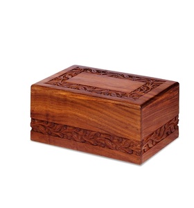 Urnas de cremación de palisandro grabadas con borde para cenizas humanas, urnas decorativas de madera para adultos, hombres y mujeres, ataúd para entierro - Product Image 1
