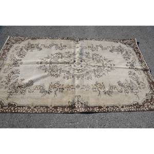 Tapis turc vintage classique beige et marron (4.7x7,9 pieds) - Product Image 3