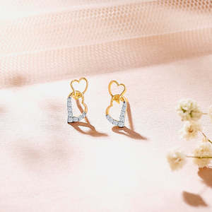 Amor 18K Gold Plated <b>Moissanite</b> & Pearl Stud <b>Earrings</b> for Wedding Engagement - Product Image 1