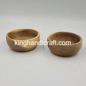 Mini bol en bois d'acacia D6xH3cm pour condiments d'épices au sel | Bol en bois fait main pour cadeau de décoration de salle à manger de cuisine - Product Image 1