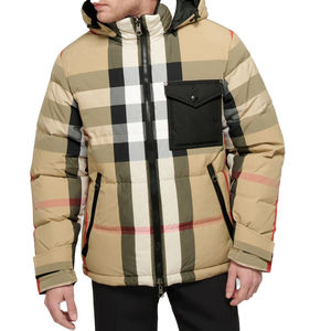 Chaqueta de burbujas acolchada de poliéster personalizada para hombre, con capucha, cálida, talla grande, informal, con cremallera y bolsillos delanteros, tejida y teñida, para invierno, venta al por mayor - Product Image 2
