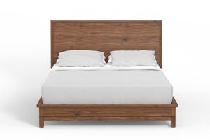 Juego de dormitorio duradero minimalista moderno, marco de cama de madera de teca de Color Natural, cabecero iluminado, muebles para el hogar para hoteles, villas, modelo - Product Image 2