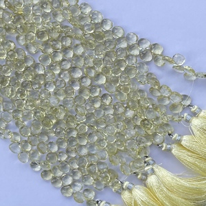 Cuentas de Cuarzo Limón Natural de 8mm 10mm 12mm, Forma de Corazón, Facetadas, Tipo Briolette, para Fabricación de Joyas, Collares y Pulseras, Último Modelo - Product Image 2