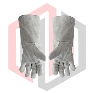 Welding Heat <b>Fire</b> Resistant Leather <b>Electric</b> Gloves Anti-Static Tear-Resistant 11 oz 14 Inch Fireproof Safety Work Gloves <b>Grey</b> - Product Image 5