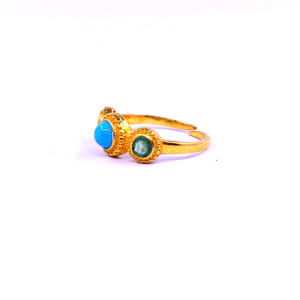 Wedding Wear 925 Sterling Silver Gold Plated Jewelry Turquoise Emerald Gemstone Women Wear <b>Ring</b> - Product Image 2