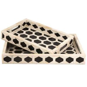 Novedad 2026: Bandejas y Platos Rectangulares Modernos con Incrustaciones de Cuerno Natural Pulido para Decoración de Mesa de Centro y Eventos de Boda - Product Image 3