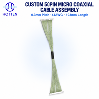 Kabel LVDS Koaksial Mikro Hotten Custom DF56 50Pin 0.3mm Pitch 44AWG untuk Perakitan Layar Pencitraan Medis