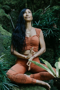 Mia terre cuite Boho haut naturel 100% coton haut de Yoga tissu tricoté extensible Style décontracté respirant col montant courte longueur - Product Image 2