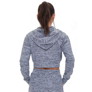 Hauts de jogging à capuche avec fermeture éclair courts de gymnastique décontractés avec impression de logo personnalisé haut court à capuche pour femmes avec logo personnalisé - Product Image 6