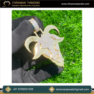 Colgante de joyería fina con cara de Animal de cabra helada para hombre, collar de diamantes cultivados en laboratorio, joyería de Hip Hop chapada en oro y plata 925 personalizada - Product Image 2