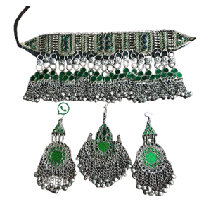 Bijoux de mode indiens fabriqués à la main Tribal Kutch Afghani ensembles de bijoux Kuchi Tribal Vintage collier boucles d'oreille bijoux pour femmes - Product Image 2