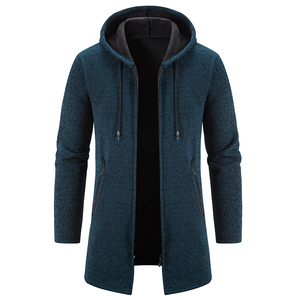2023 Otoño Invierno suéter de lana para hombre suéter abrigo grueso Warn suéteres con capucha hombre Color sólido Chaqueta de punto informal 2023 hombres - Product Image 5