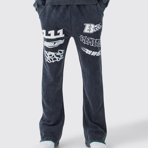 Wholesale Men's Regular Fit Hooded Casual Customized Track Suit Eco-Friendly Acid Wash Cotton Solid Screen Printed Pockets - Product Image 4