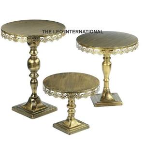 Wooden Material <b>Marble</b> Top Round Shape Brown Color <b>Cake</b> <b>Stand</b> 1 Tier Fancy Style Luxury Handmade Home Decorative - Product Image 5