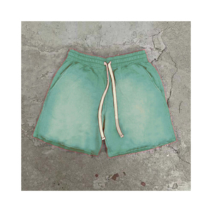 2024 pantalones cortos de sudor de algodón de marca con logotipo personalizado para hombre estilo Vintage de verano lavado ácido con estampado Digital de patrón sólido - Product Image 3