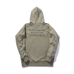 Vente en gros oem logo broderie personnalisée couleur unie sweat à capuche en polyester promotionnel unisexe pas cher pour hommes - Product Image 5