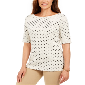 Karen Scott Top in maglia da donna Petite L a pois, colore sabbia - Product Image 1