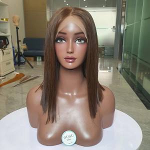 Vente en gros cheveux vierges bruts vietnamiens os droit teint brun fermeture en dentelle extension Full HD perruques de meilleure qualité pour les femmes noires - Product Image 1