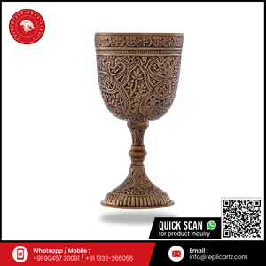 Antique Brass <b>Goblet</b> Chalice Cup | Handcrafted Engraved Vintage Metal Drinkware Royal Medieval Design Decorative Tableware Gift - Product Image 6