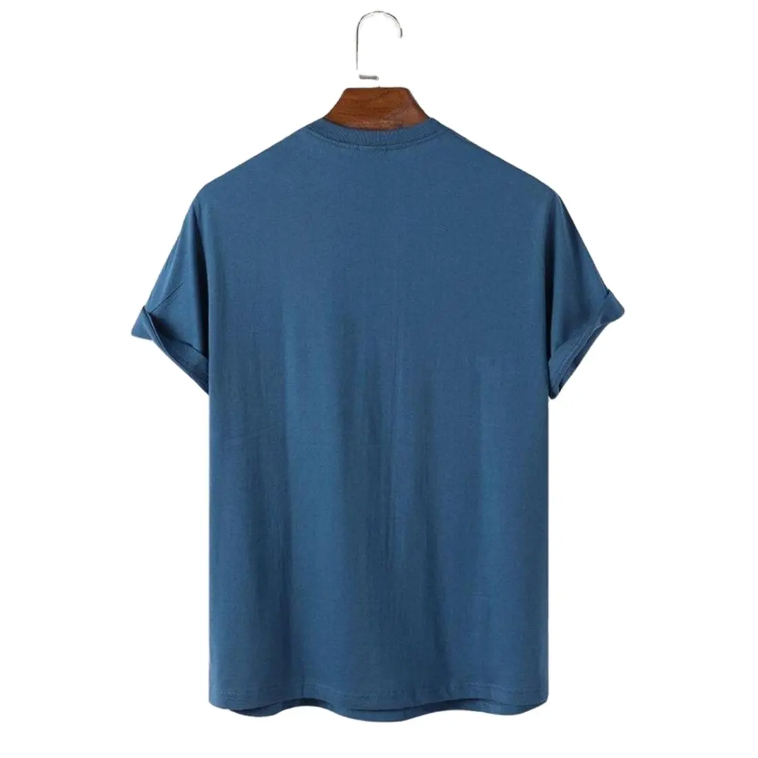 Camiseta de algodón de color azul liso ligero en peso, camiseta de gimnasio muy cómoda y ecológica para hombres y mujeres, artículos de tela