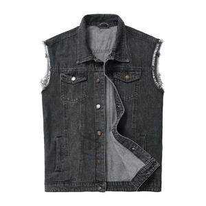 เสื้อกั๊กผ้าเดนิมสำหรับผู้ชายผ้าแคนวาสแขนกุดสีพื้นแห้งเร็วผ้าฝ้าย100% สำหรับฤดูหนาวดีไซน์ใหม่ไม่เหมือนใคร - Product Image 3