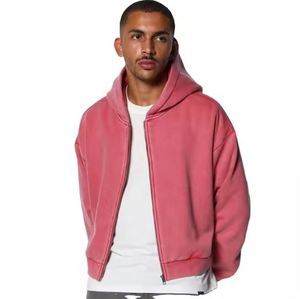 Vente en gros de sweat à capuche court de haute qualité, nous sweat à capuche imprimé bouffant personnalisé 100% coton sweats à capuche à fermeture éclair thermique surdimensionnés - Product Image 1