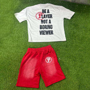 ชุดเสื้อยืดและกางเกงขาสั้นผู้ชายสำหรับฤดูร้อน ระบายอากาศได้ดี แห้งเร็ว สไตล์ลำลอง สีพื้น พร้อมสีที่สามารถปรับแต่งได้ - Product Image 2