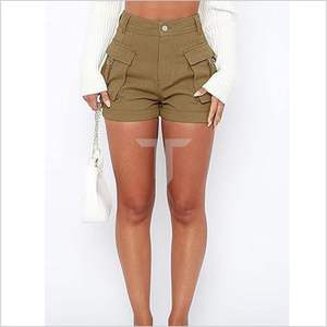 Femmes été décontracté taille haute extensible toile Cargo Jean Shorts séchage rapide respirant Streetwear avec poches - Product Image 3