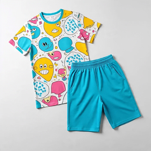 Ensemble de t-shirts et shorts à manches courtes respirants et à séchage rapide pour hommes en tricot d'été par sublimation léger - Product Image 3