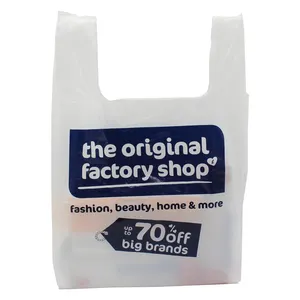 卸売印刷Hdpe薬局Tシャツバッグ小売プラスチックTシャツスーパーマーケット食料品ショッピングバッグTシャツロゴ付きベストバッグ