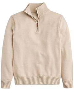 Manufacturer Customized <b>Mens</b> Quarter Zip <b>Knit</b> Sweater Solid Smooth <b>Knit</b> High Neck Warm Winter Casual Pullover OEM Custom - Product Image 4