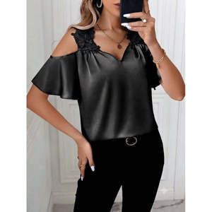 Blusa de Mujer con Tirantes y Detalles de Encaje Estilo Dubai, 37810 - Negra - Product Image 6