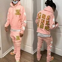 Venta al por mayor peso pesado Streetwear pulóver chándal personalizado bordado pantalones de chándal y Sudadera con capucha transpirable para el invierno