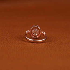 Anillo de oro rosa de 14 quilates con corte ovalado de diamante cultivado en laboratorio, anillo de regalo de aniversario de oro rosa con diamante redondo para ella con anillo de diseño personalizado - Product Image 4