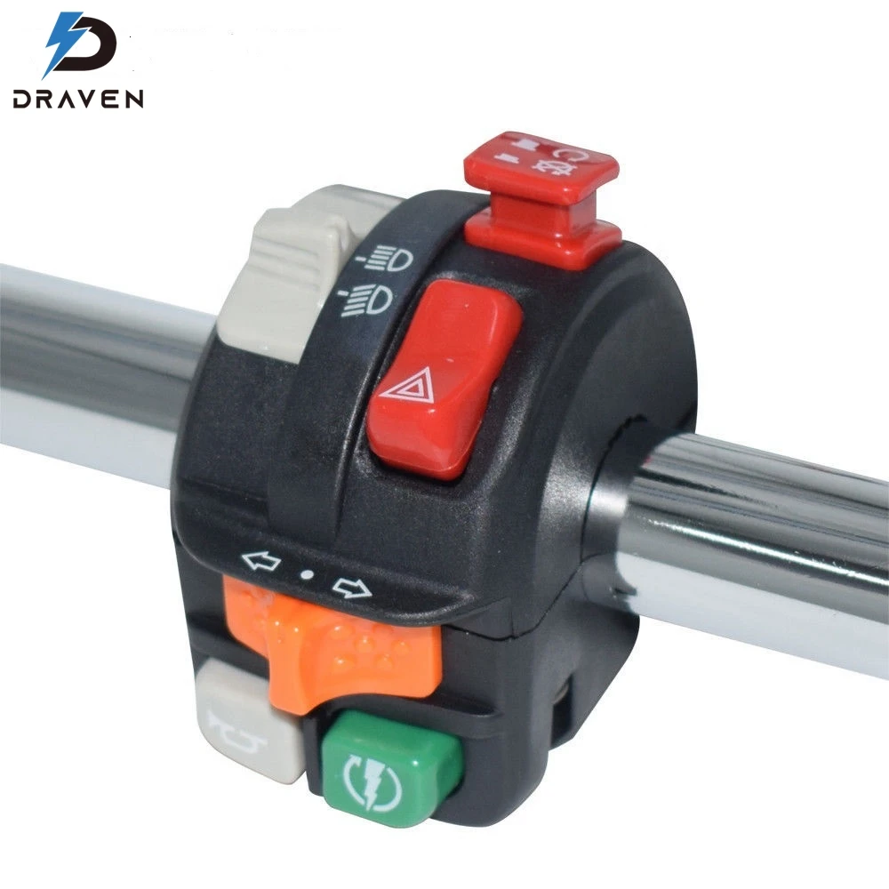 Черный 7/8 "22 мм ATV UTV рулевой переключатель мотоцикла кнопка пуска поворотов свет фар кнопочный переключатель мотоцикла